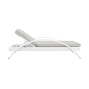 Aloha Adjustable Patio Outdoor Chaise Lounge Chair in White Wicker and Gray Cushions - Furniture City (CA)l