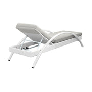 Aloha Adjustable Patio Outdoor Chaise Lounge Chair in White Wicker and Gray Cushions - Furniture City (CA)l