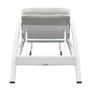 Aloha Adjustable Patio Outdoor Chaise Lounge Chair in White Wicker and Gray Cushions - Furniture City (CA)l