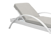 Aloha Adjustable Patio Outdoor Chaise Lounge Chair in White Wicker and Gray Cushions - Furniture City (CA)l