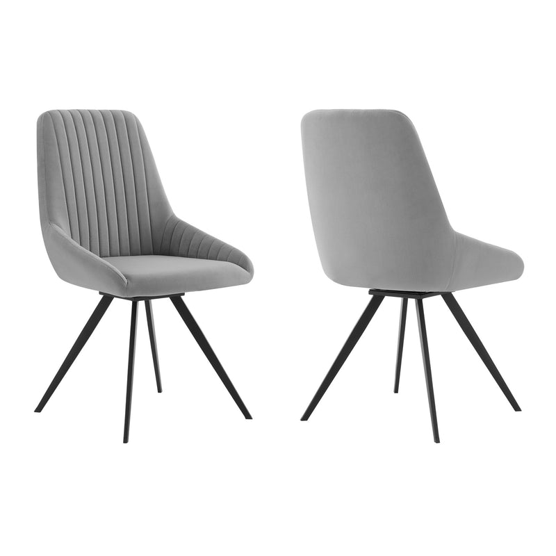 Alison Swivel Gray Velvet and Metal Dining Room Chairs - Set of 2 - Furniture City (CA)l