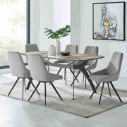 Alison Swivel Gray Velvet and Metal Dining Room Chairs - Set of 2 - Furniture City (CA)l