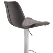 Anika Adjustable Gray Velvet and Brushed Stainless Steel Bar and Counter Stool - Furniture City (CA)l