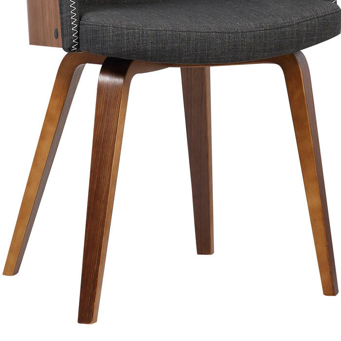 Alpine Mid-Century Dining Chair in Charcoal Fabric with Walnut Wood