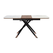 Alora Extendable Dining Table with Light Gray Ceramic and Wood Top and Metal Legs - Furniture City (CA)l