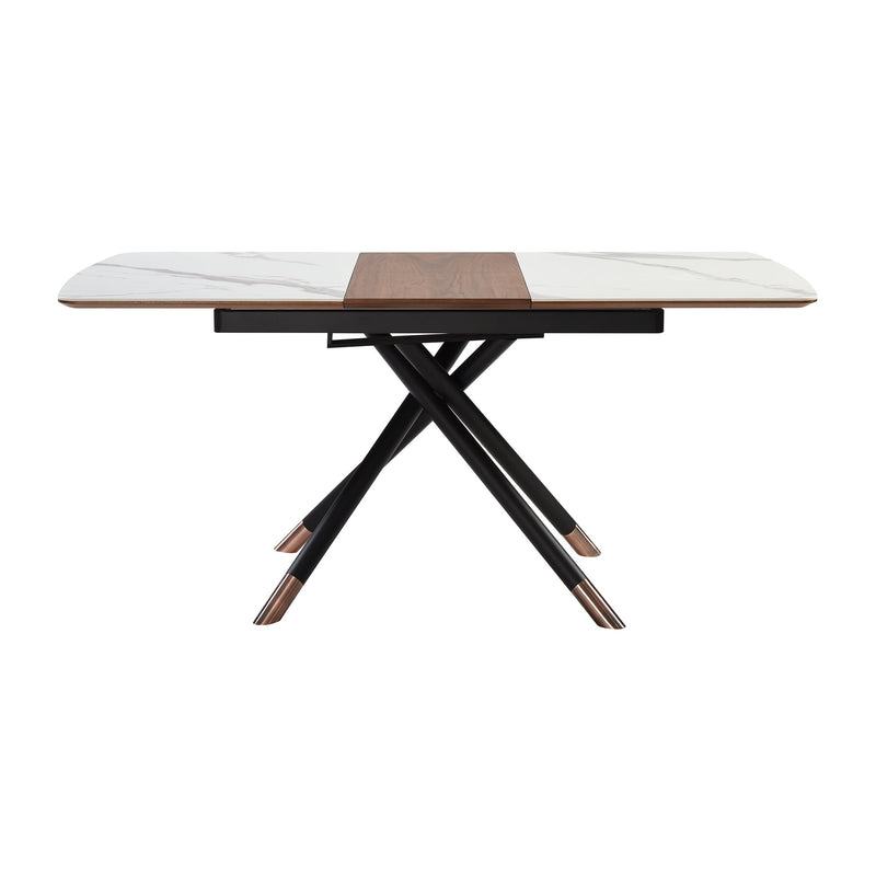 Alora Extendable Dining Table with Light Gray Ceramic and Wood Top and Metal Legs - Furniture City (CA)l