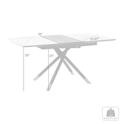 Alora Extendable Dining Table with Light Gray Ceramic and Wood Top and Metal Legs - Furniture City (CA)l