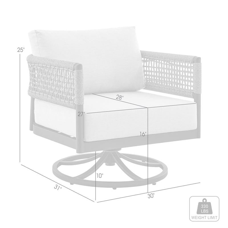 Alegria Outdoor Patio Swivel Rocking Chair in Black Aluminum and Gray Rope with Cushions - Furniture City (CA)l