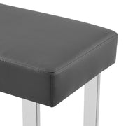 Amanda Contemporary Dining Bench in Gray Faux Leather and Chrome Finish - Furniture City (CA)l