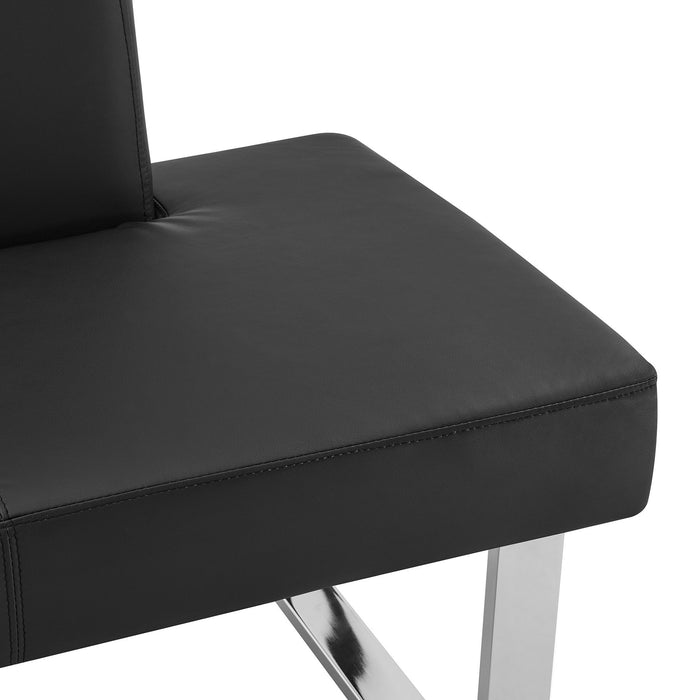 Amanda Contemporary Nook Corner Dining Bench in Black Faux Leather and Chrome Finish