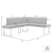 Amanda Contemporary Nook Corner Dining Bench in Black Faux Leather and Chrome Finish - Furniture City (CA)l