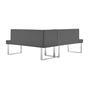 Amanda Contemporary Nook Corner Dining Bench in Gray Faux Leather and Chrome Finish - Furniture City (CA)l