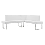 Amanda Contemporary Nook Corner Dining Bench in White Faux Leather and Chrome Finish - Furniture City (CA)l