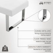 Amanda Contemporary Nook Corner Dining Bench in White Faux Leather and Chrome Finish - Furniture City (CA)l