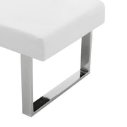 Amanda Contemporary Nook Corner Dining Bench in White Faux Leather and Chrome Finish - Furniture City (CA)l