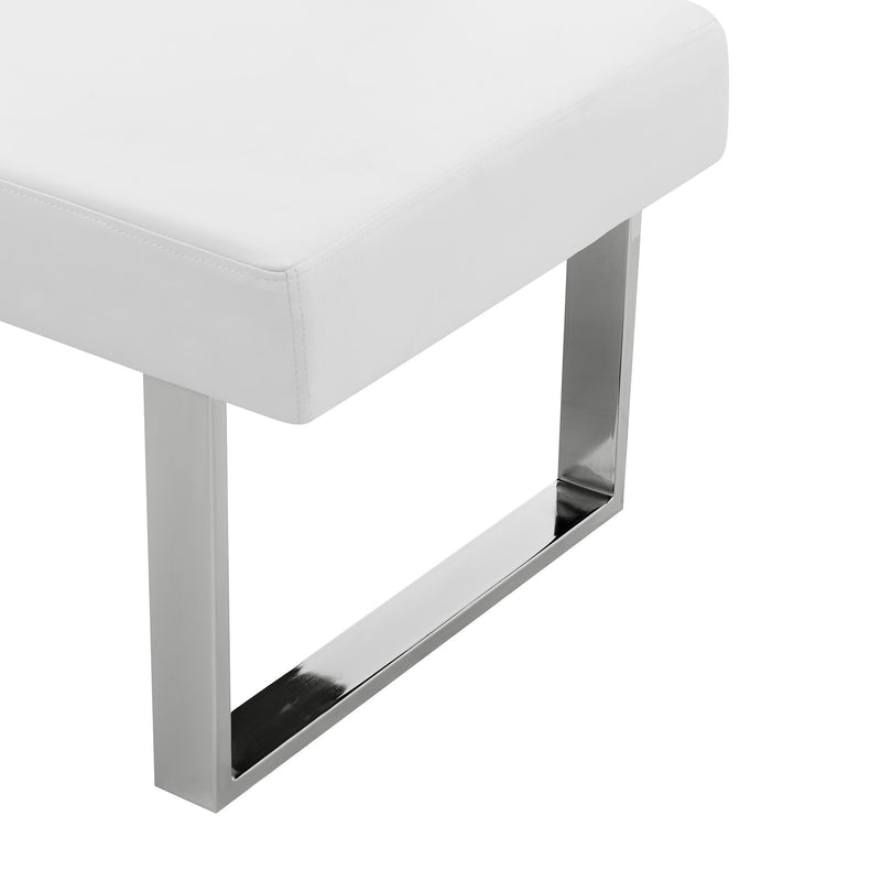 Amanda Contemporary Nook Corner Dining Bench in White Faux Leather and Chrome Finish - Furniture City (CA)l
