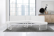 Amanda Contemporary Nook Corner Dining Bench in White Faux Leather and Chrome Finish - Furniture City (CA)l