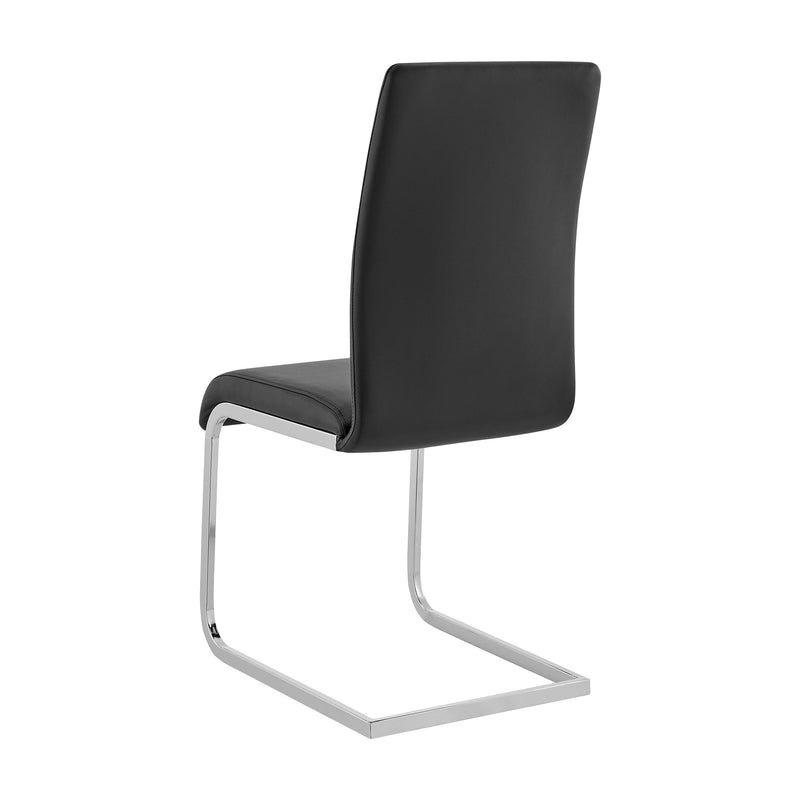 Amanda Contemporary Side Chair in Black Faux Leather and Chrome Finish - Set of 2 - Furniture City (CA)l
