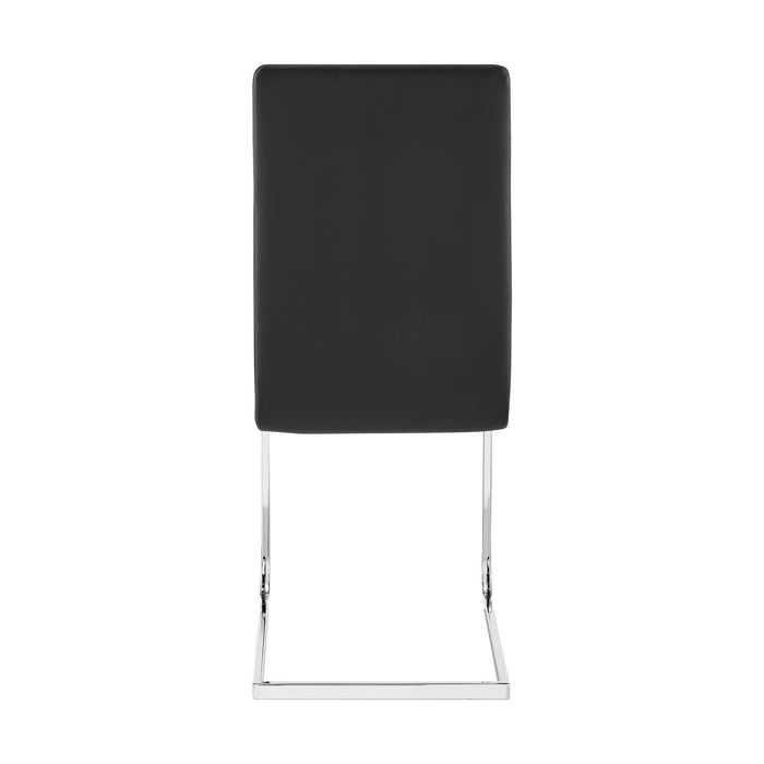 Amanda Contemporary Side Chair in Black Faux Leather and Chrome Finish - Set of 2