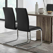 Amanda Contemporary Side Chair in Black Faux Leather and Chrome Finish - Set of 2 - Furniture City (CA)l