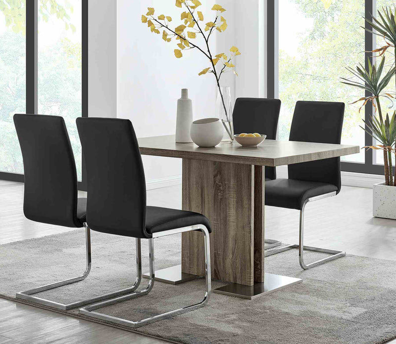 Amanda Contemporary Side Chair in Black Faux Leather and Chrome Finish - Set of 2 - Furniture City (CA)l