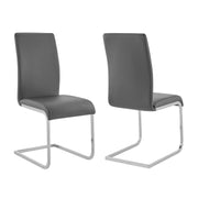 Amanda Contemporary Side Chair in Gray Faux Leather and Chrome Finish - Set of 2 - Furniture City (CA)l