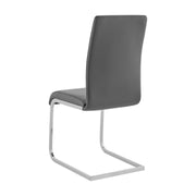 Amanda Contemporary Side Chair in Gray Faux Leather and Chrome Finish - Set of 2 - Furniture City (CA)l