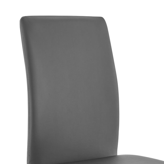 Amanda Contemporary Side Chair in Gray Faux Leather and Chrome Finish - Set of 2