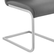 Amanda Contemporary Side Chair in Gray Faux Leather and Chrome Finish - Set of 2 - Furniture City (CA)l