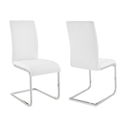 Amanda Contemporary Side Chair in White Faux Leather and Chrome Finish - Set of 2 - Furniture City (CA)l