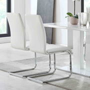 Amanda Contemporary Side Chair in White Faux Leather and Chrome Finish - Set of 2 - Furniture City (CA)l