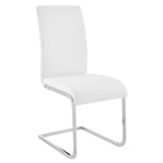 Amanda Contemporary Side Chair in White Faux Leather and Chrome Finish - Set of 2 - Furniture City (CA)l