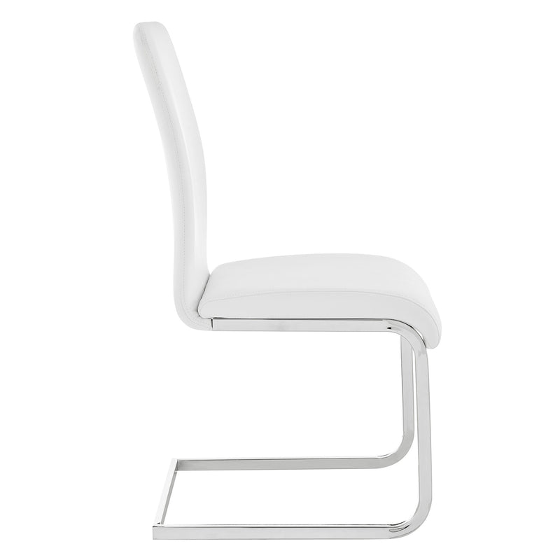 Amanda Contemporary Side Chair in White Faux Leather and Chrome Finish - Set of 2 - Furniture City (CA)l