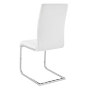 Amanda Contemporary Side Chair in White Faux Leather and Chrome Finish - Set of 2 - Furniture City (CA)l