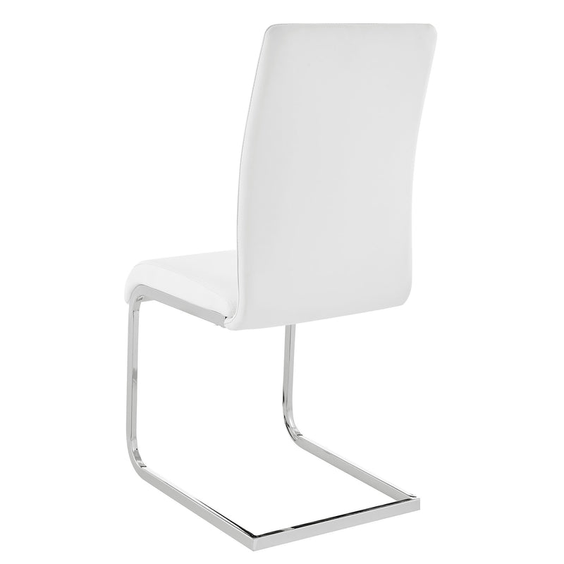 Amanda Contemporary Side Chair in White Faux Leather and Chrome Finish - Set of 2 - Furniture City (CA)l