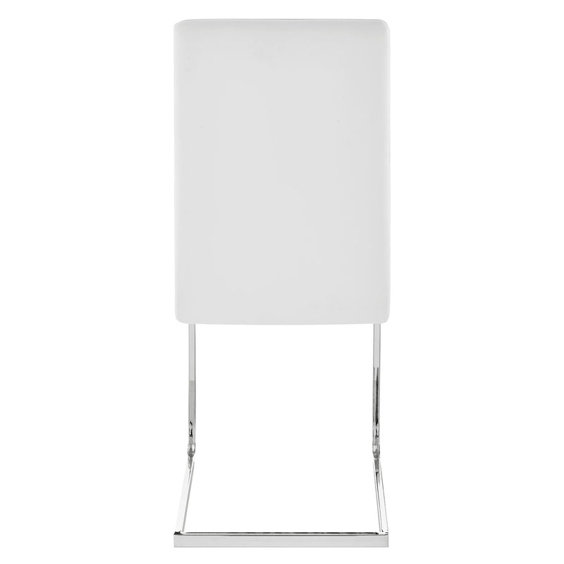 Amanda Contemporary Side Chair in White Faux Leather and Chrome Finish - Set of 2 - Furniture City (CA)l