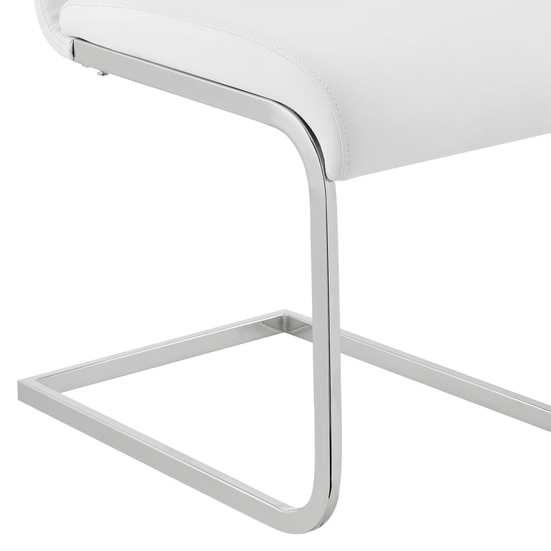 Amanda Contemporary Side Chair in White Faux Leather and Chrome Finish - Set of 2 - Furniture City (CA)l