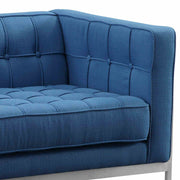 Andre Contemporary Sofa Chair in Brushed Stainless Steel and Blue Fabric - Furniture City (CA)l