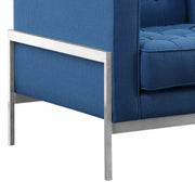 Andre Contemporary Sofa Chair in Brushed Stainless Steel and Blue Fabric - Furniture City (CA)l
