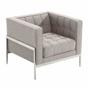 Andre Contemporary Chair In Gray Tweed and Stainless Steel - Furniture City (CA)l