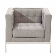 Andre Contemporary Chair In Gray Tweed and Stainless Steel - Furniture City (CA)l