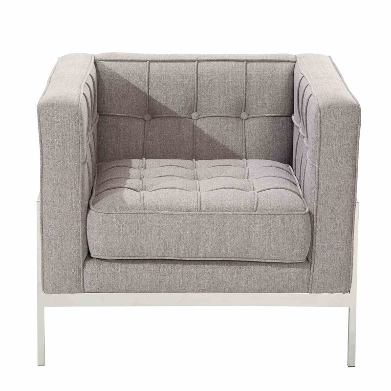 Andre Contemporary Chair In Gray Tweed and Stainless Steel - Furniture City (CA)l