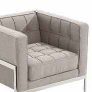 Andre Contemporary Chair In Gray Tweed and Stainless Steel - Furniture City (CA)l