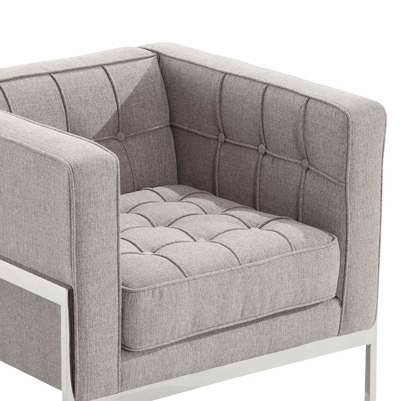 Andre Contemporary Chair In Gray Tweed and Stainless Steel - Furniture City (CA)l