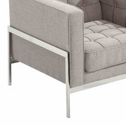 Andre Contemporary Chair In Gray Tweed and Stainless Steel - Furniture City (CA)l