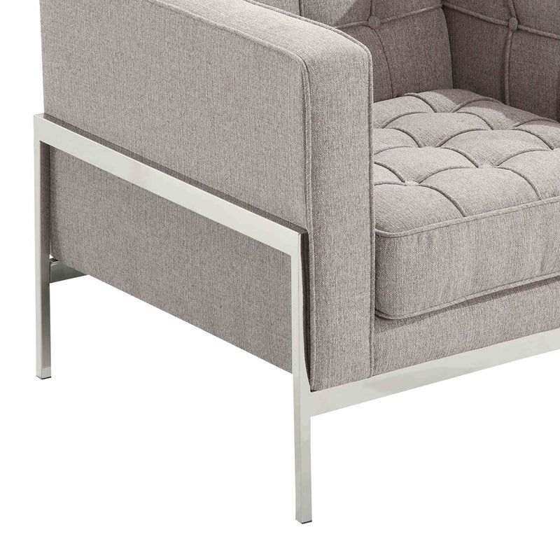 Andre Contemporary Chair In Gray Tweed and Stainless Steel - Furniture City (CA)l