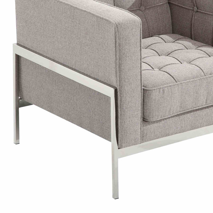 Andre Contemporary Chair In Gray Tweed and Stainless Steel