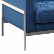 Andre Contemporary Sofa in Brushed Stainless Steel and Blue Fabric - Furniture City (CA)l