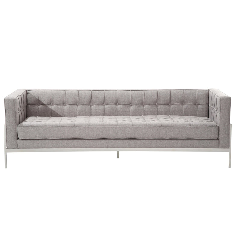 Andre Contemporary Sofa In Gray Tweed and Stainless Steel - Furniture City (CA)l