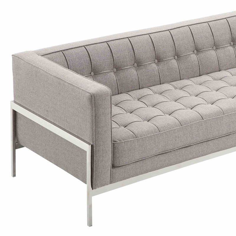 Andre Contemporary Sofa In Gray Tweed and Stainless Steel - Furniture City (CA)l